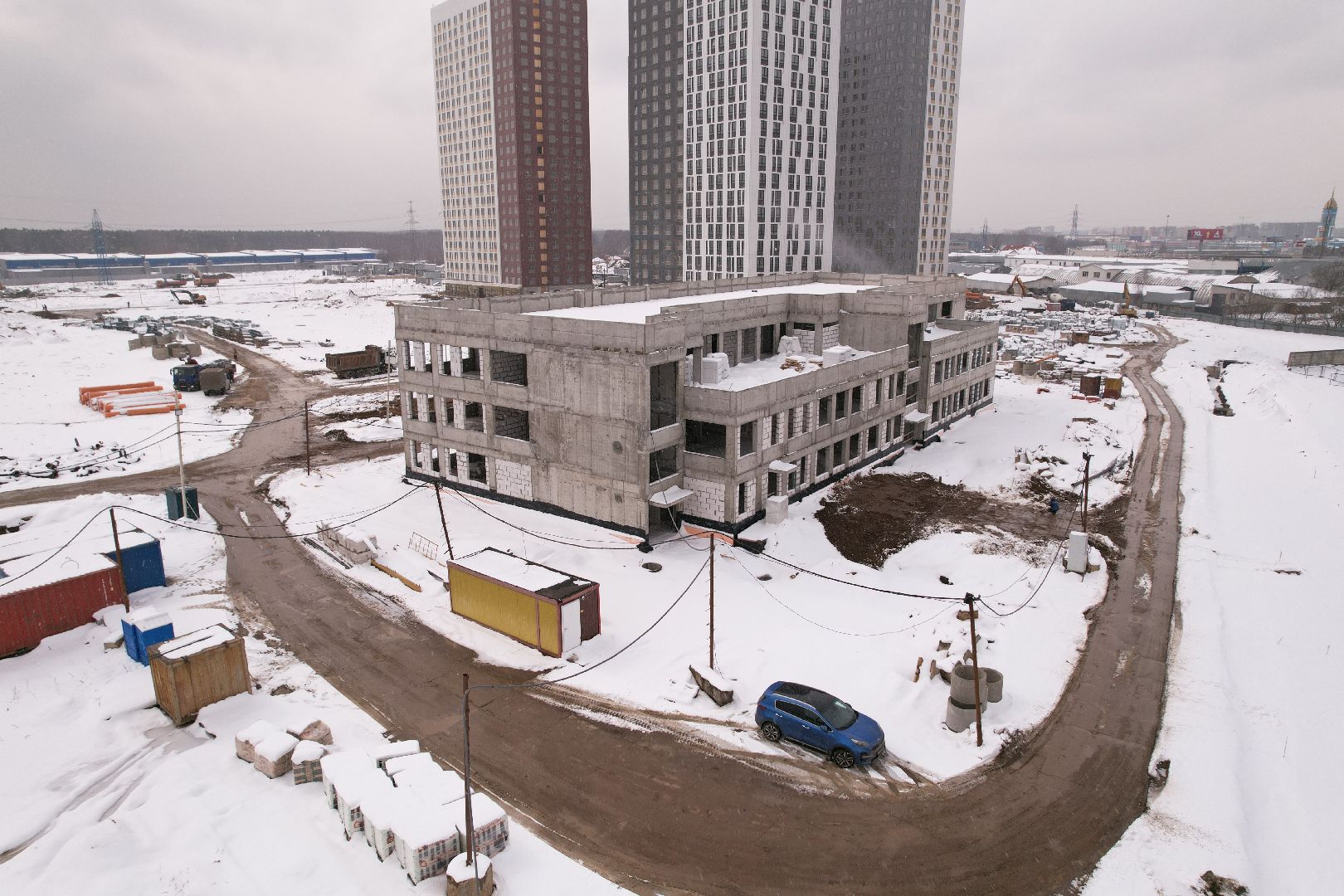 видео с коптера, ЖК Ярославский квартал, детский сад в мытищах,