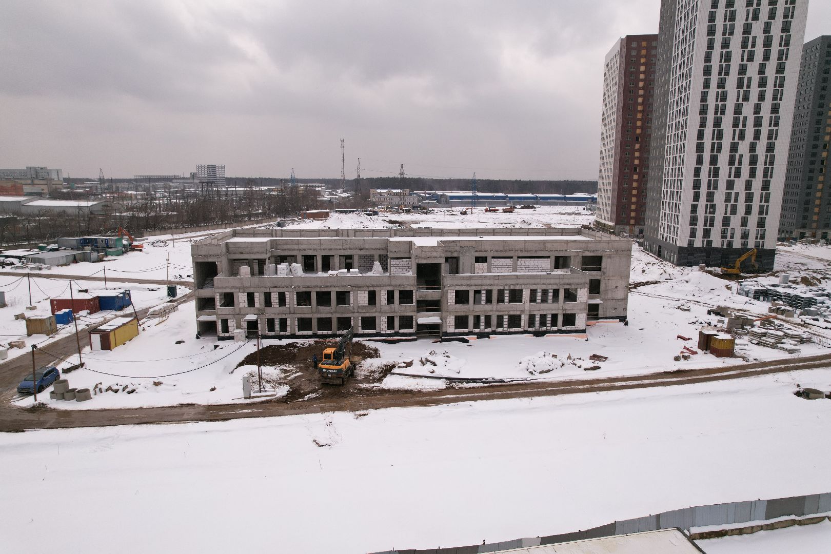 видео с коптера, ЖК Ярославский квартал, детский сад в мытищах,