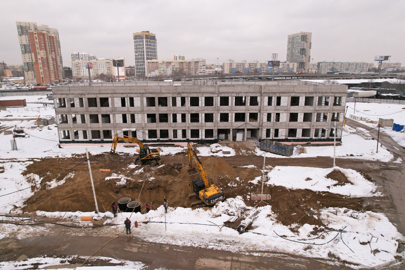 видео с коптера, ЖК Ярославский квартал, детский сад в мытищах,