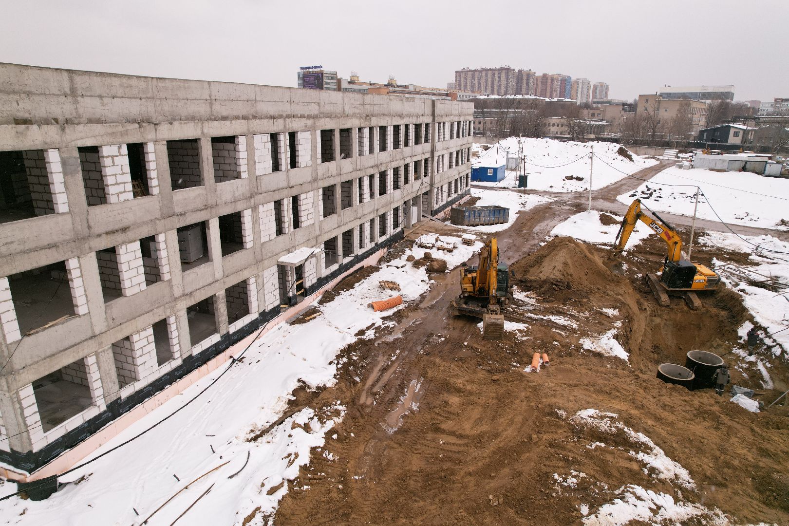 видео с коптера, ЖК Ярославский квартал, детский сад в мытищах,