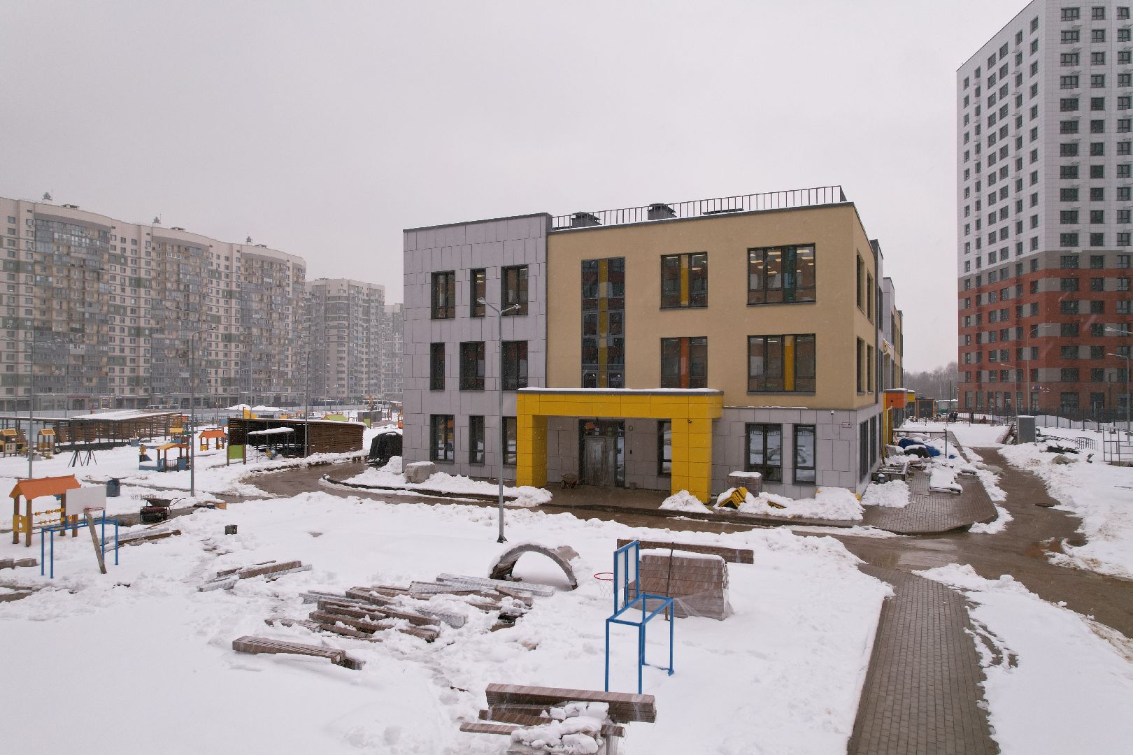 видео с коптера, ЖК Новое Медведково, детский сад в мытищах,