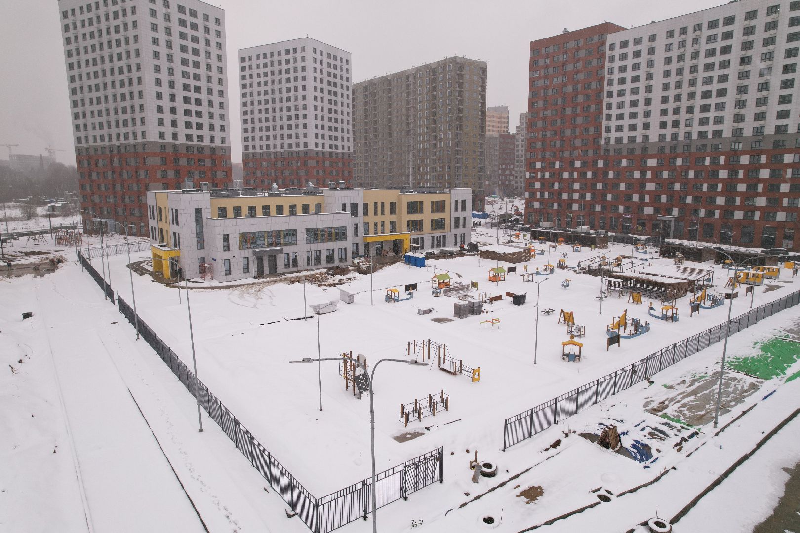 видео с коптера, ЖК Новое Медведково, детский сад в мытищах,