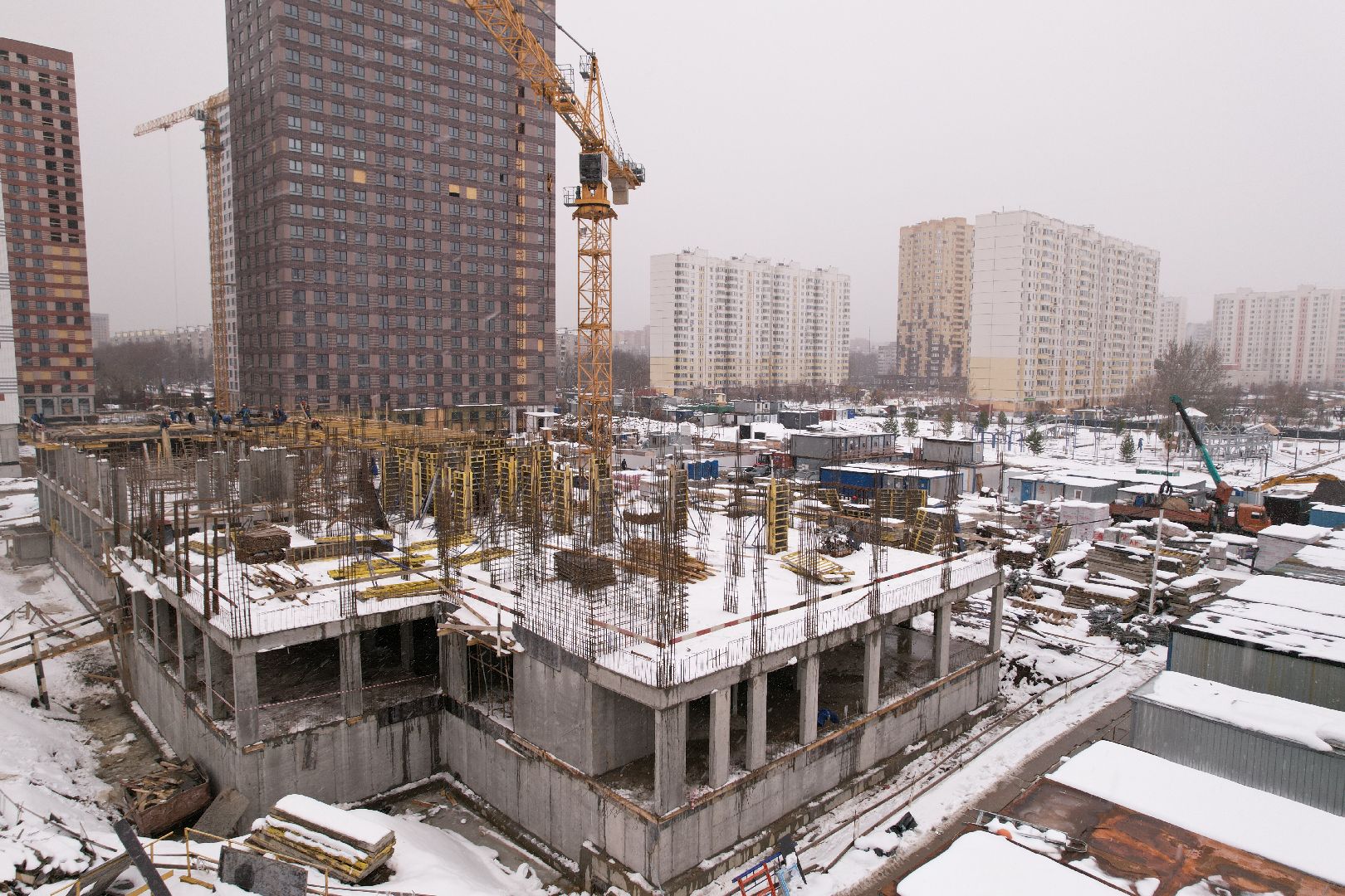 видео с коптера, жк ярославский,  детский сад в мытищах,