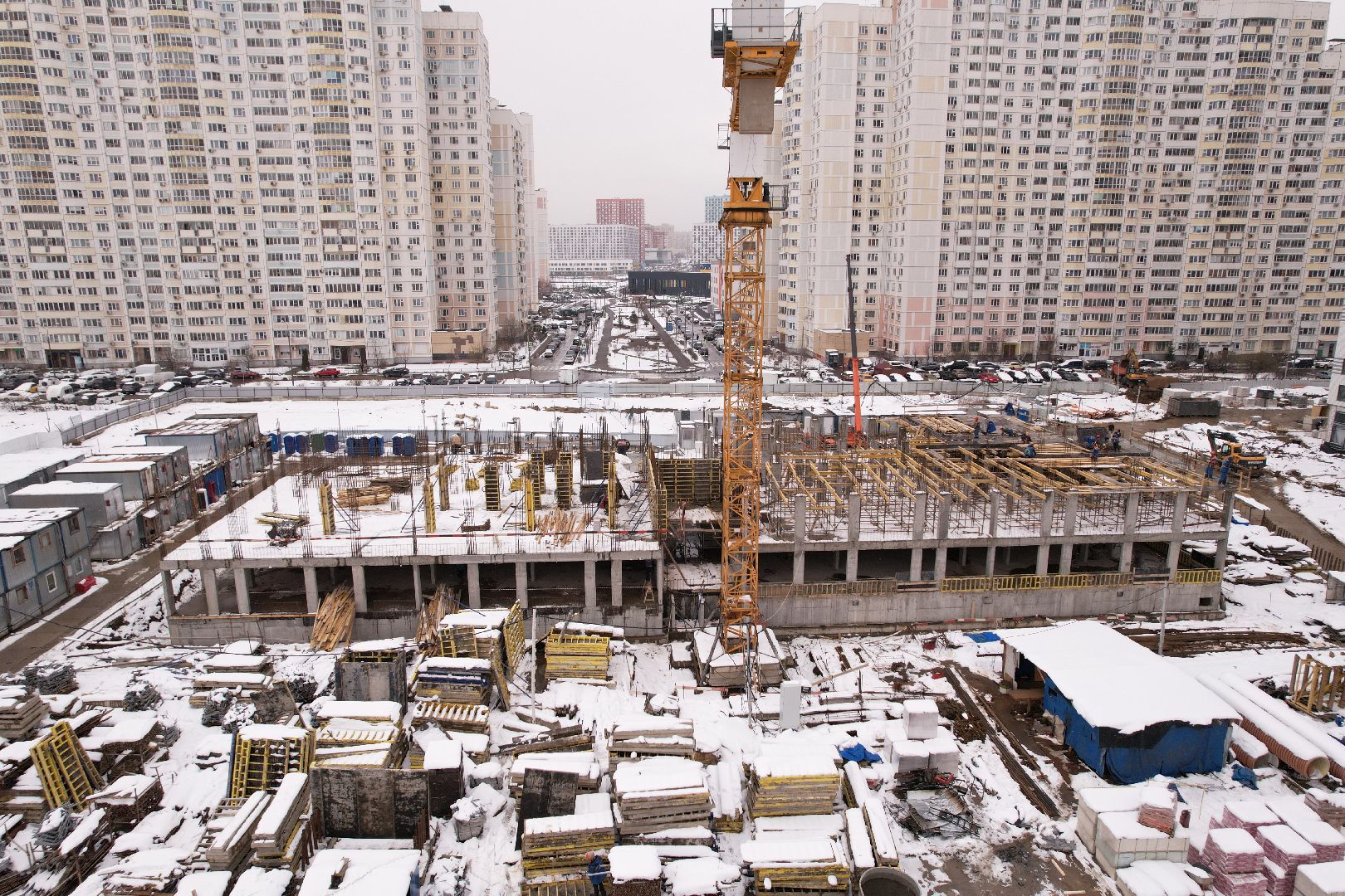 видео с коптера, жк ярославский,  детский сад в мытищах,