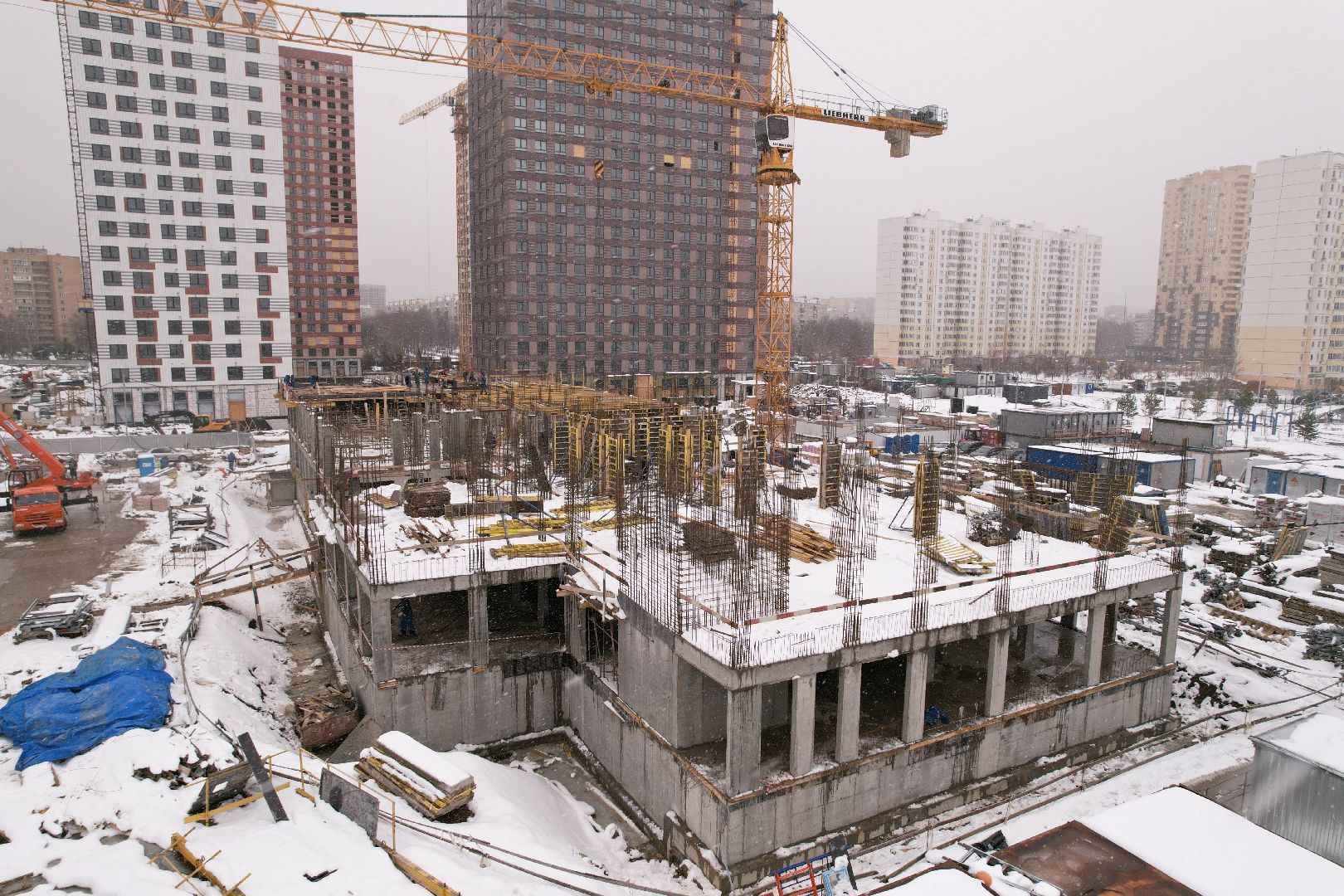 видео с коптера, жк ярославский,  детский сад в мытищах,