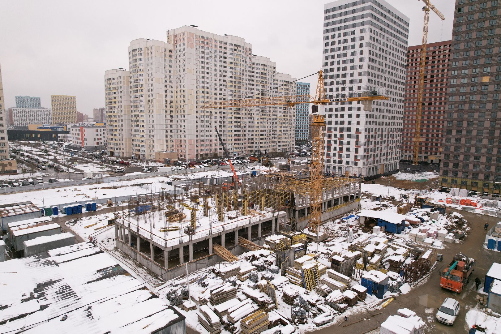 видео с коптера, жк ярославский,  детский сад в мытищах,