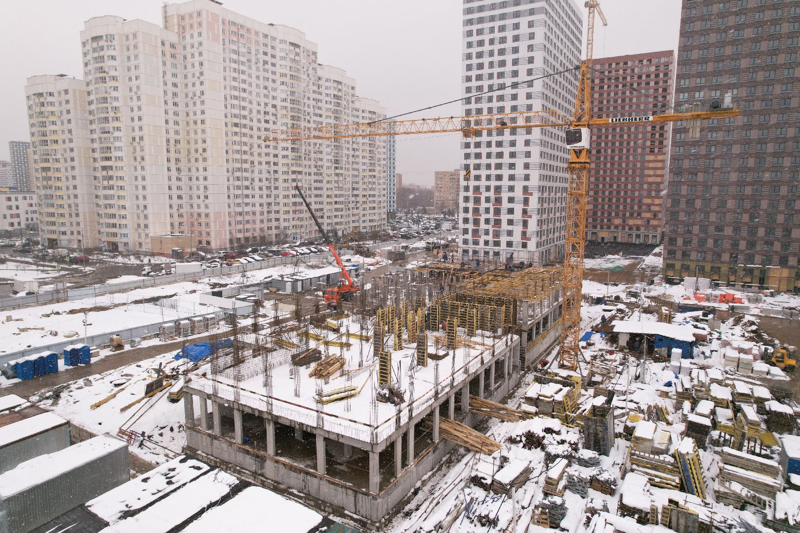 видео с коптера, жк ярославский,  детский сад в мытищах,