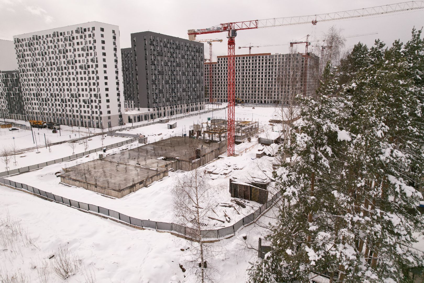 видео с коптера, детский сад в мытищах, строительство детского сада,