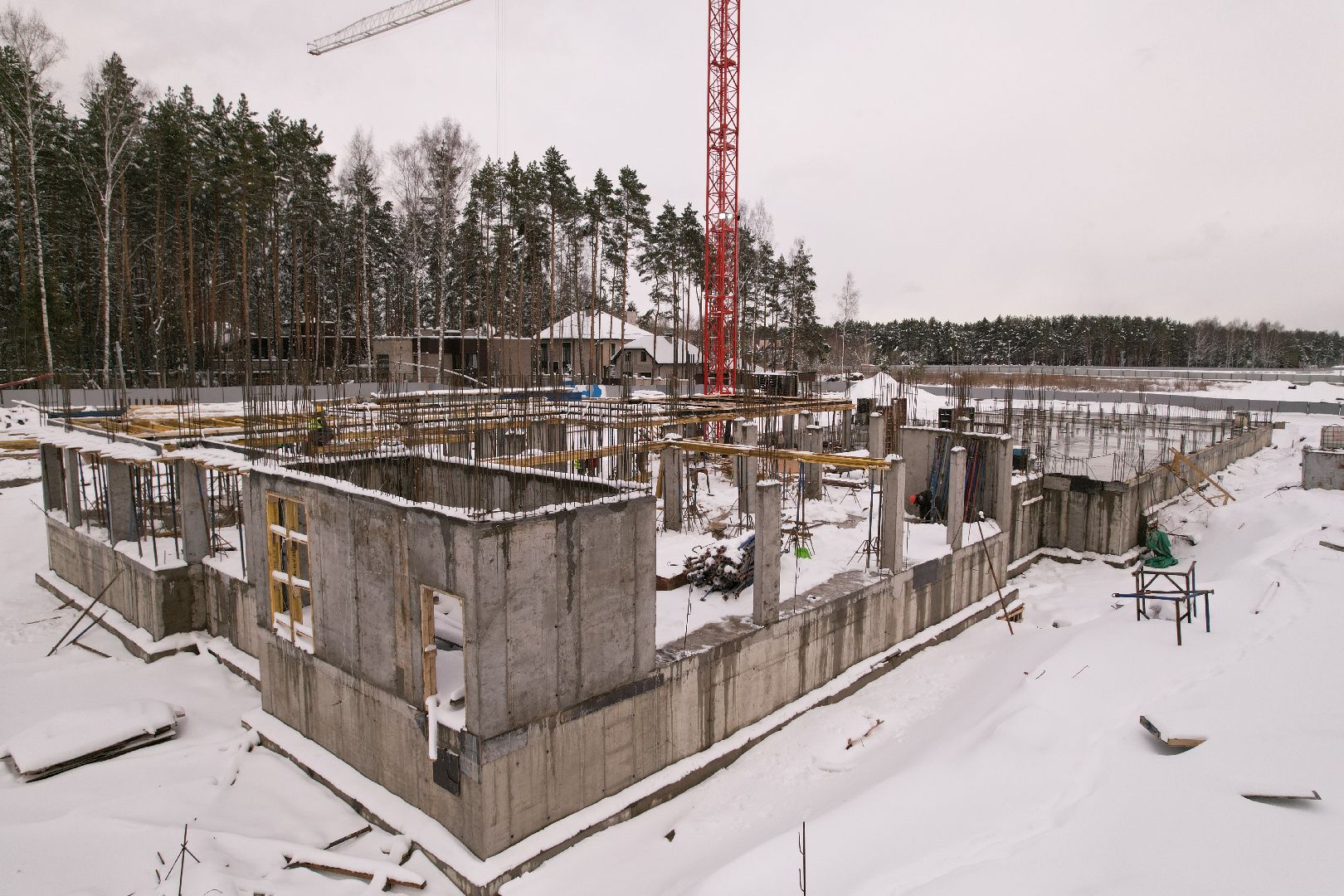 видео с коптера, детский сад в мытищах, строительство детского сада,