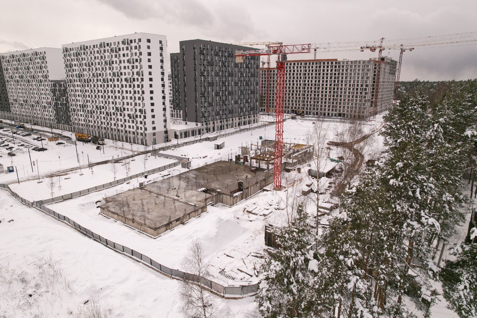 видео с коптера, детский сад в мытищах, строительство детского сада,