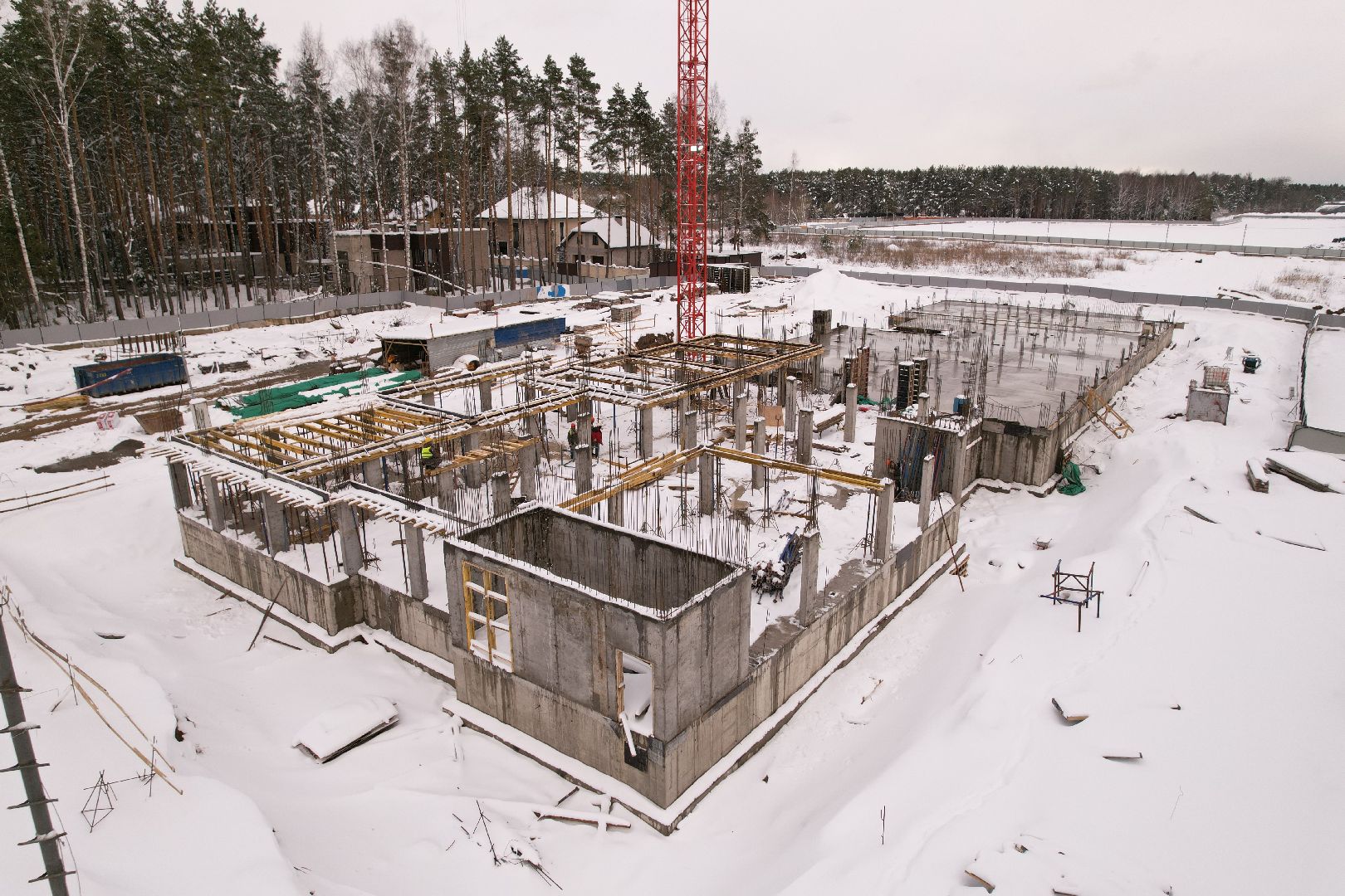 видео с коптера, детский сад в мытищах, строительство детского сада,
