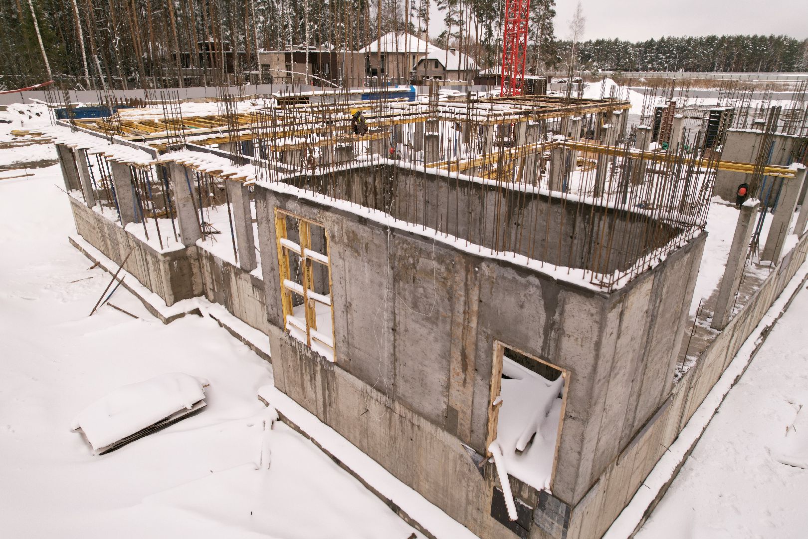 видео с коптера, детский сад в мытищах, строительство детского сада,