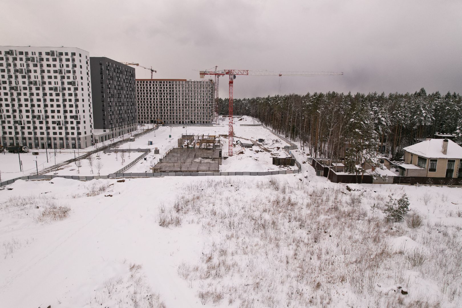 видео с коптера, детский сад в мытищах, строительство детского сада,