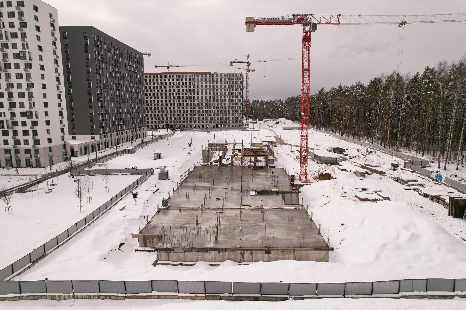видео с коптера, детский сад в мытищах, строительство детского сада,