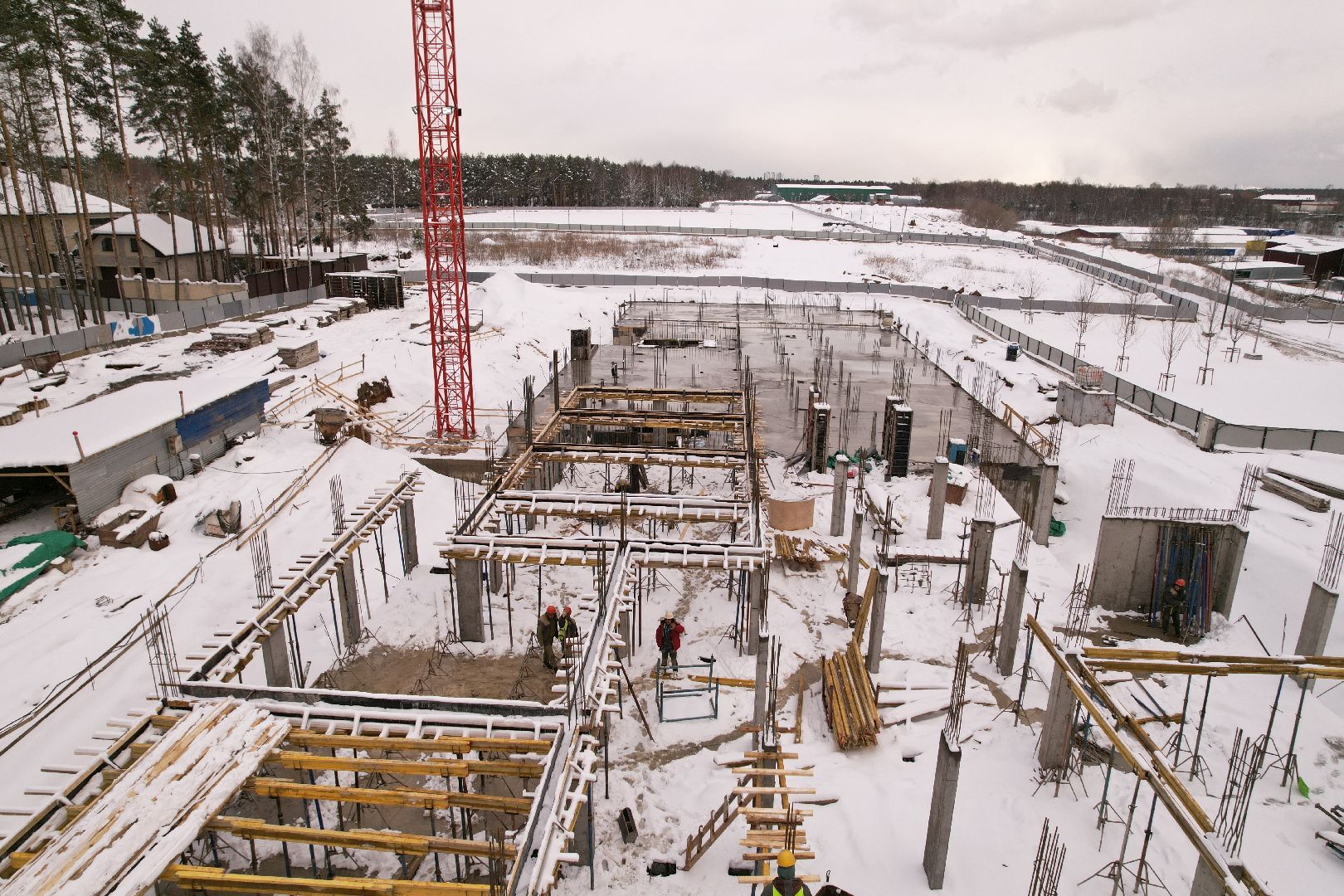 видео с коптера, детский сад в мытищах, строительство детского сада,