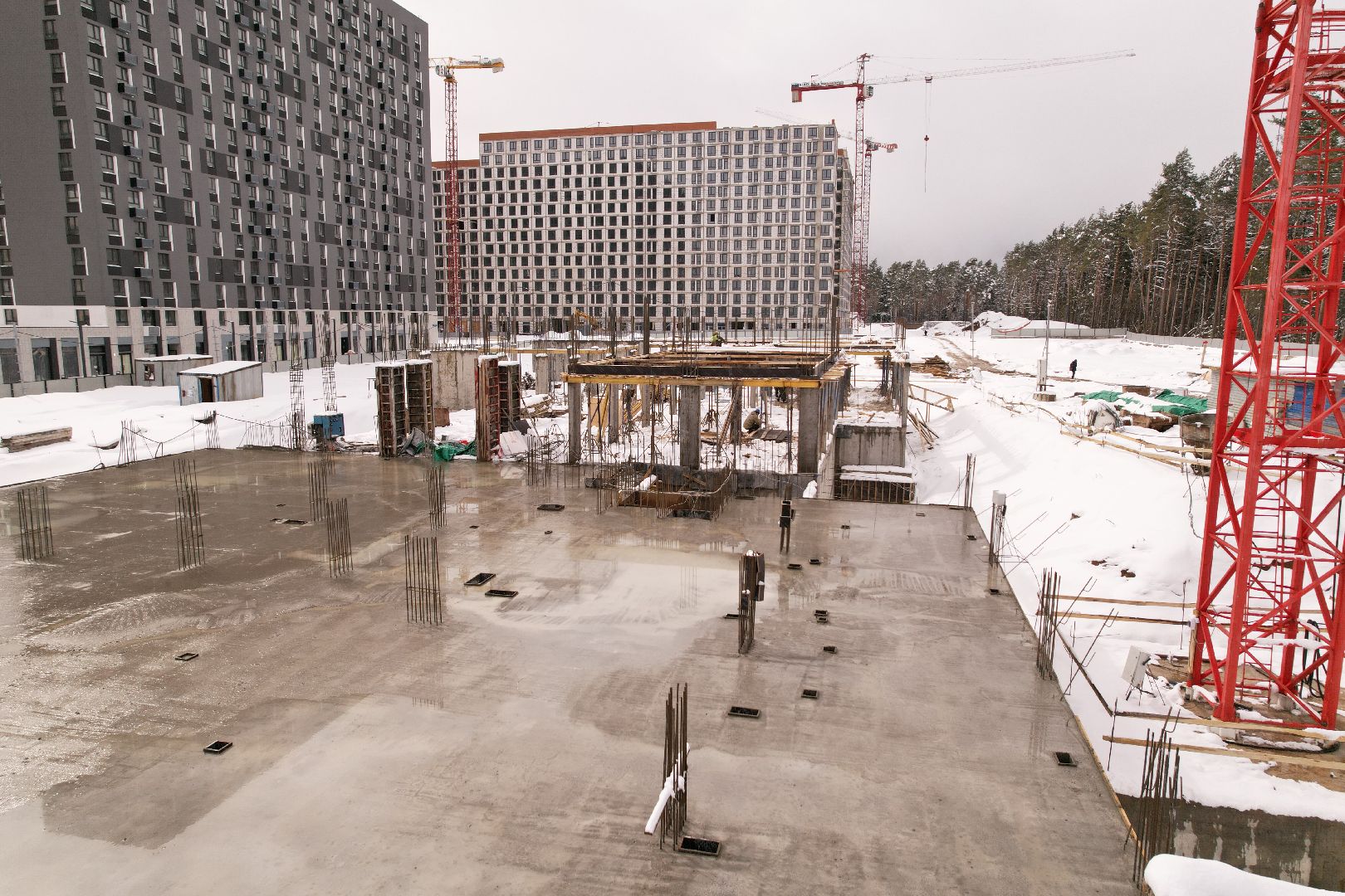 видео с коптера, детский сад в мытищах, строительство детского сада,