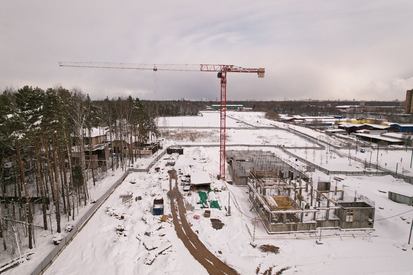 видео с коптера, детский сад в мытищах, строительство детского сада,