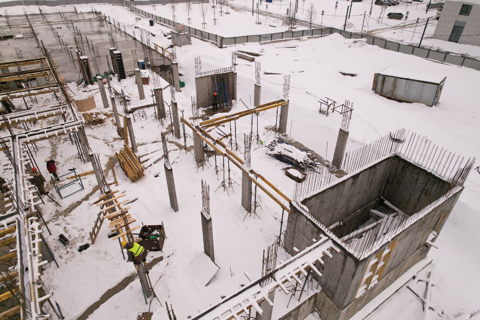 видео с коптера, детский сад в мытищах, строительство детского сада,