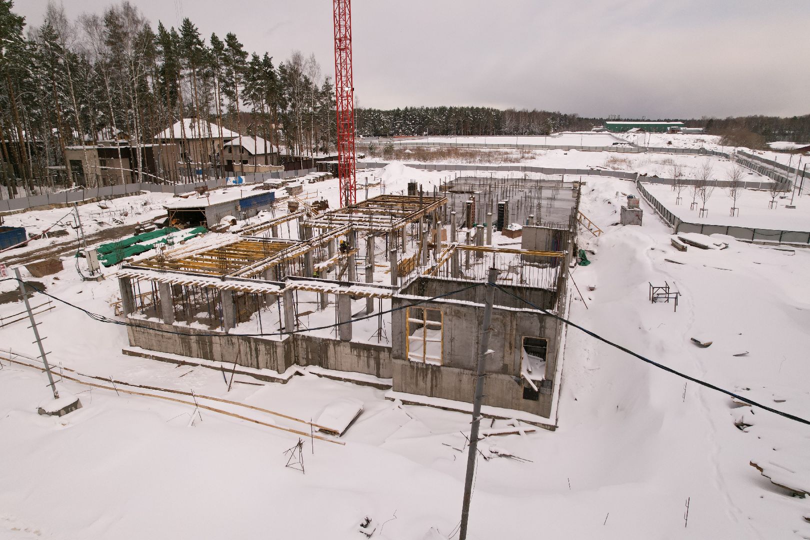 видео с коптера, детский сад в мытищах, строительство детского сада,