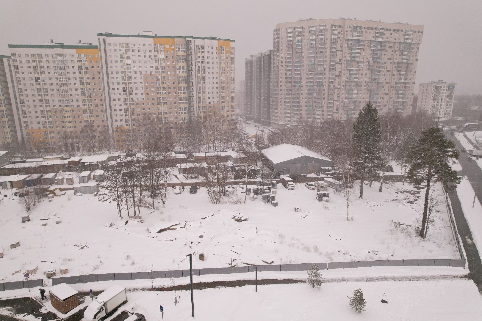видео с коптера, строительство поликлиники в мытищи парк,