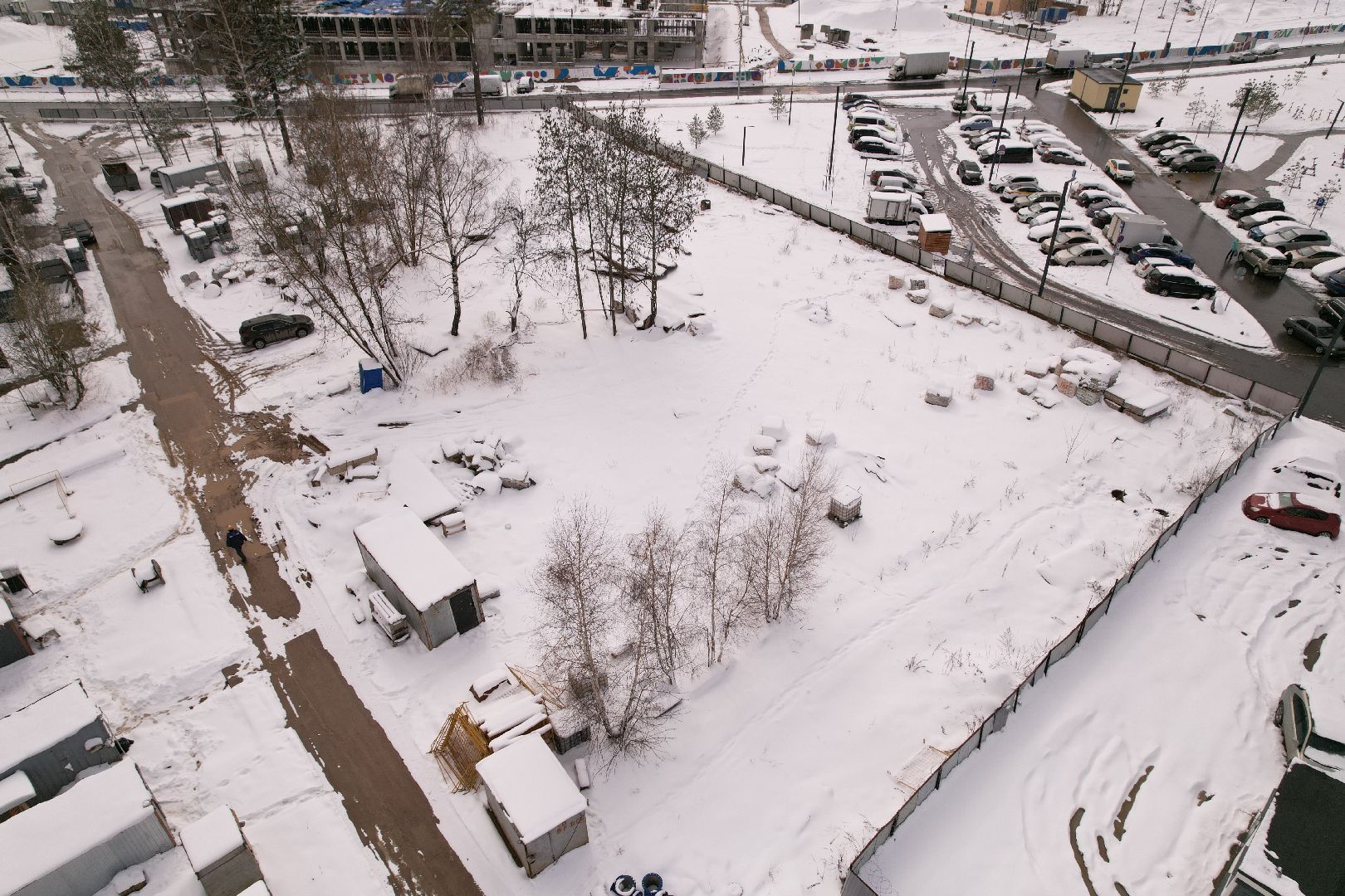 видео с коптера, строительство поликлиники в мытищи парк,