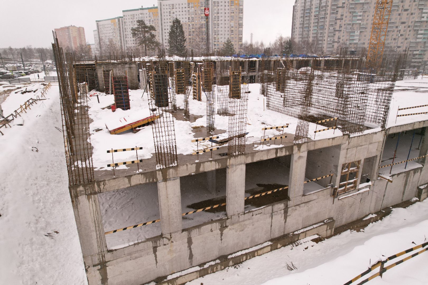 видео с коптера, школа в мытищах, строительство школы в мытищах,