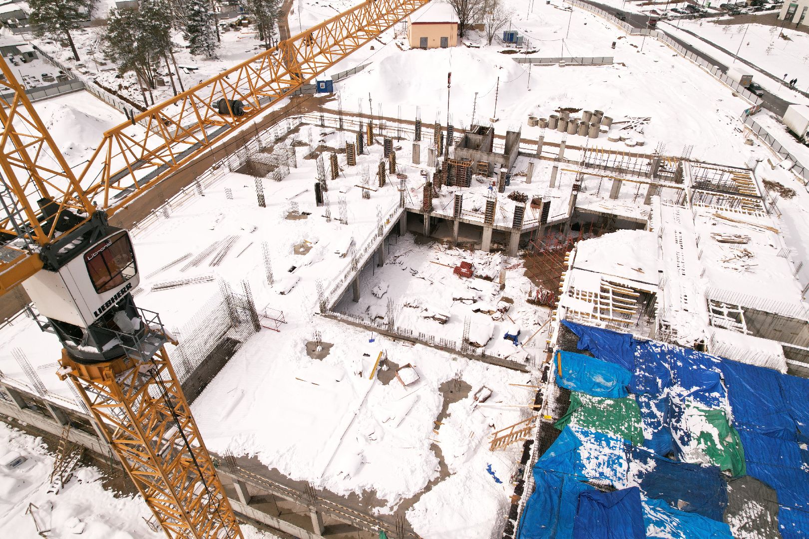 видео с коптера, школа в мытищах, строительство школы в мытищах,