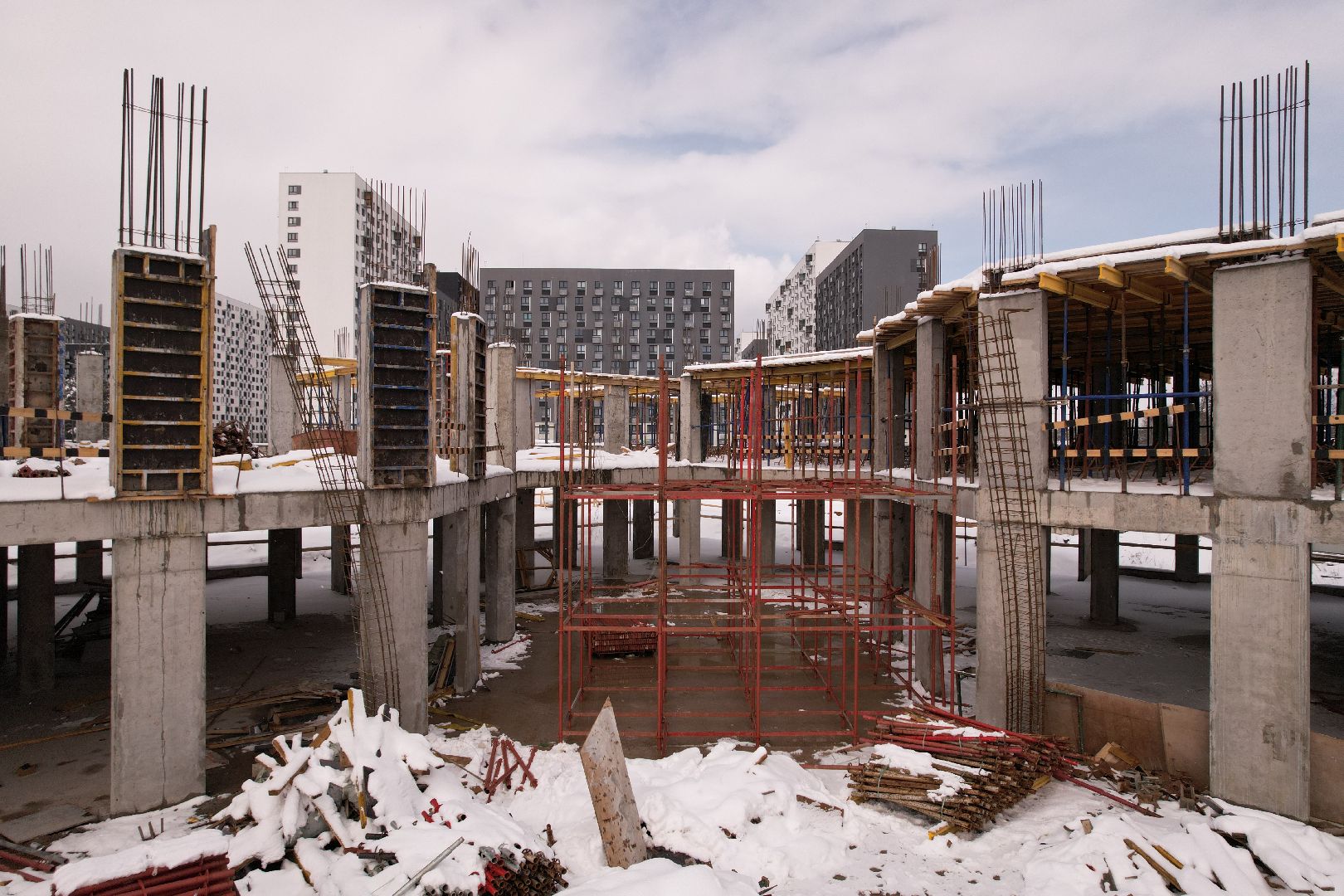 видео с коптера, школа в мытищах, строительство школы в мытищах,