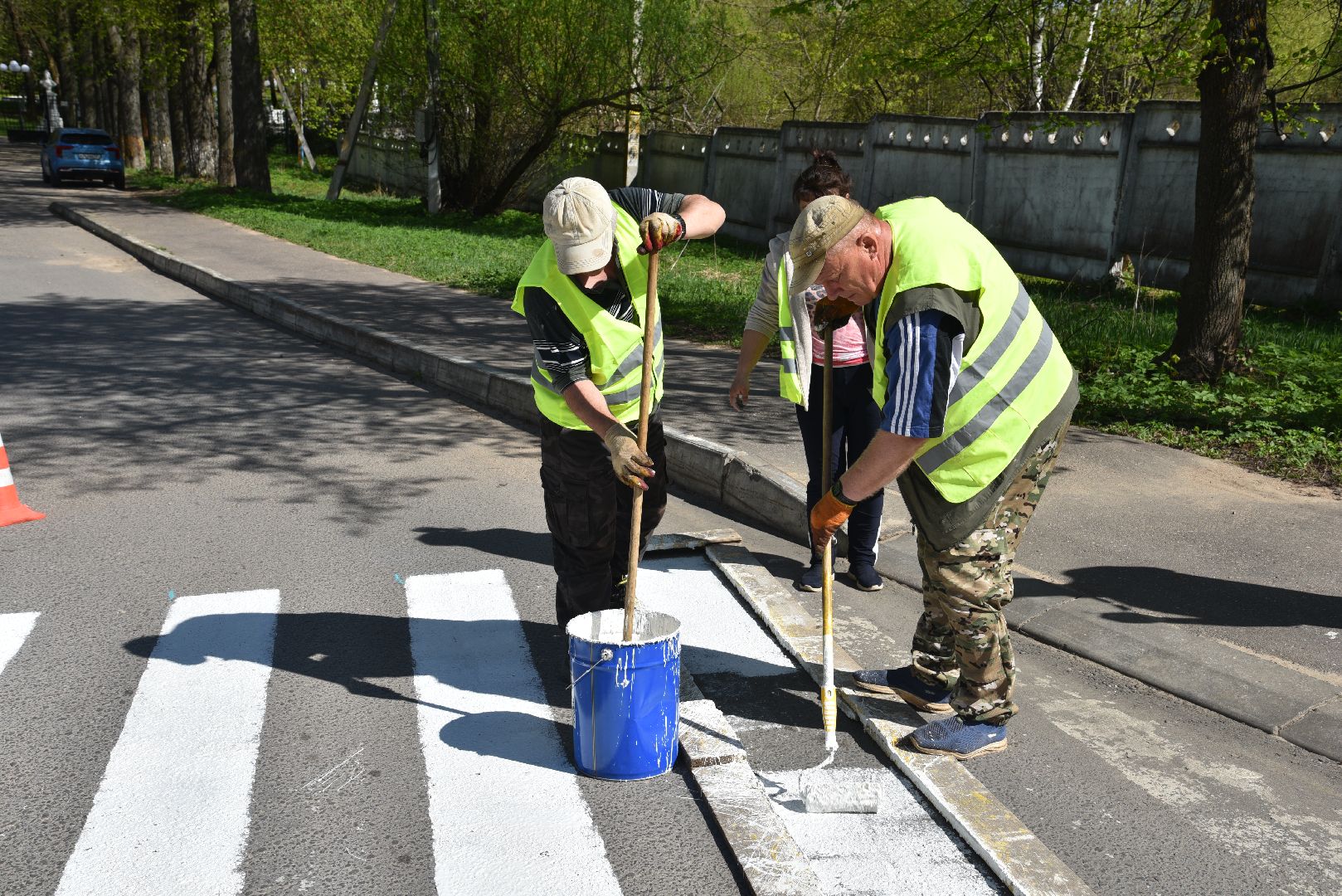 лотошино, благоустройство, покраска пешеходных переходов,