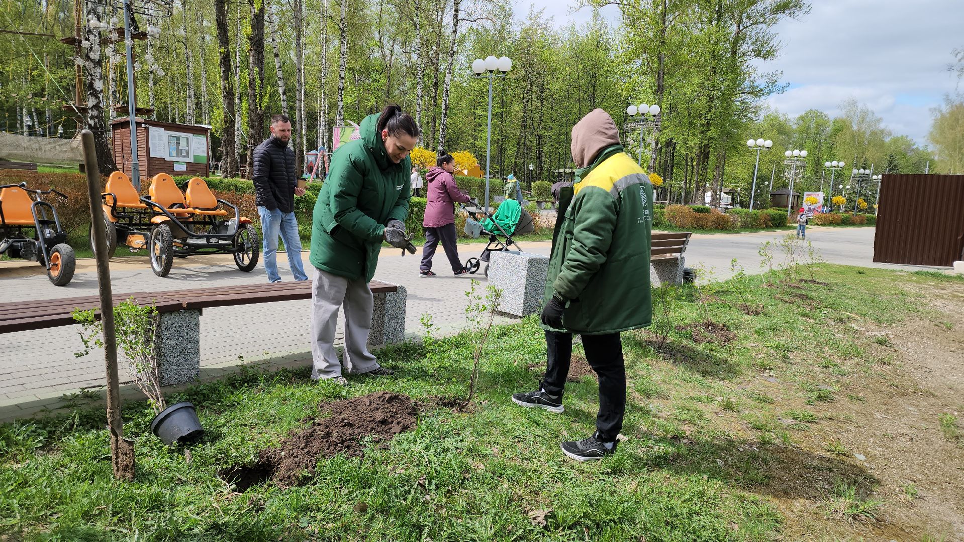 кашира, субботник, парк, благоустройство, посадка деревьев, кустарники,