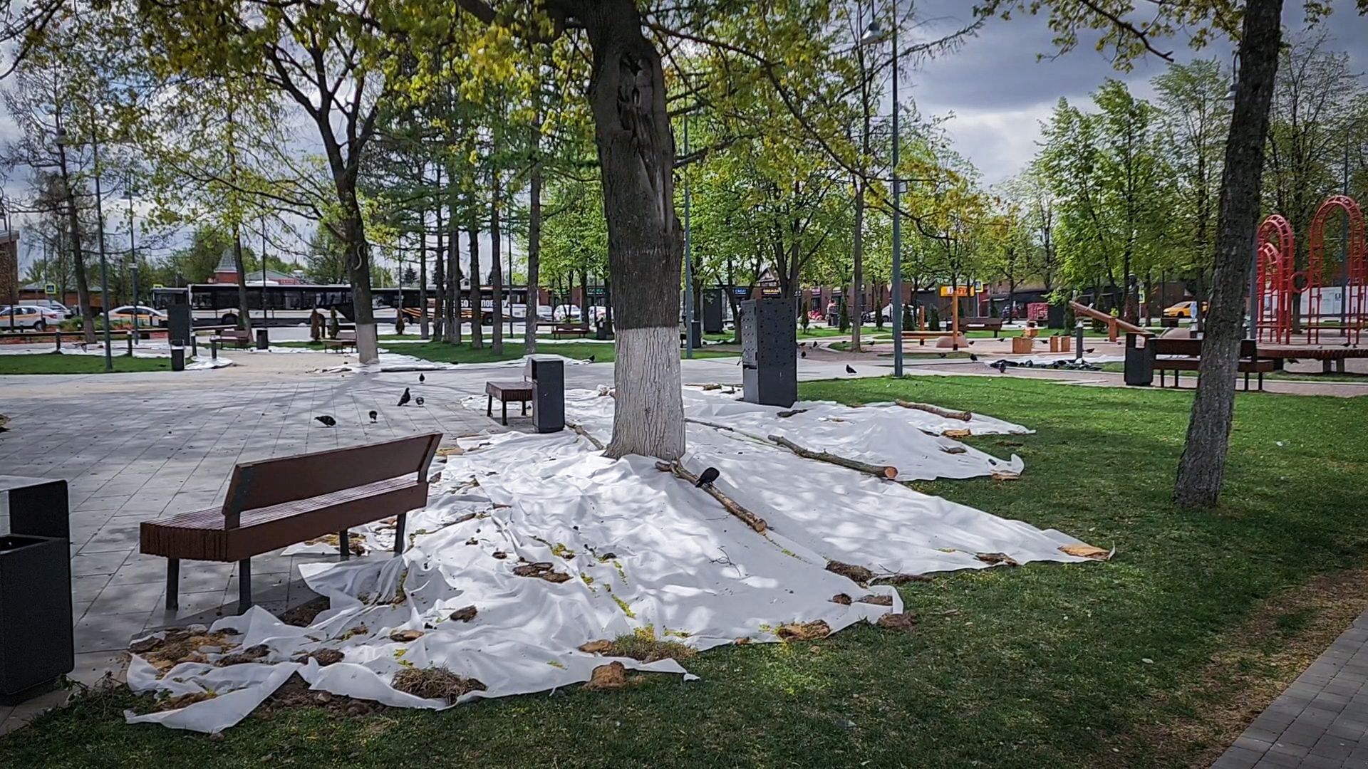 бронницы, благоустройство , декоративная подсыпка дорожек, площадь имени Тимофеева ,