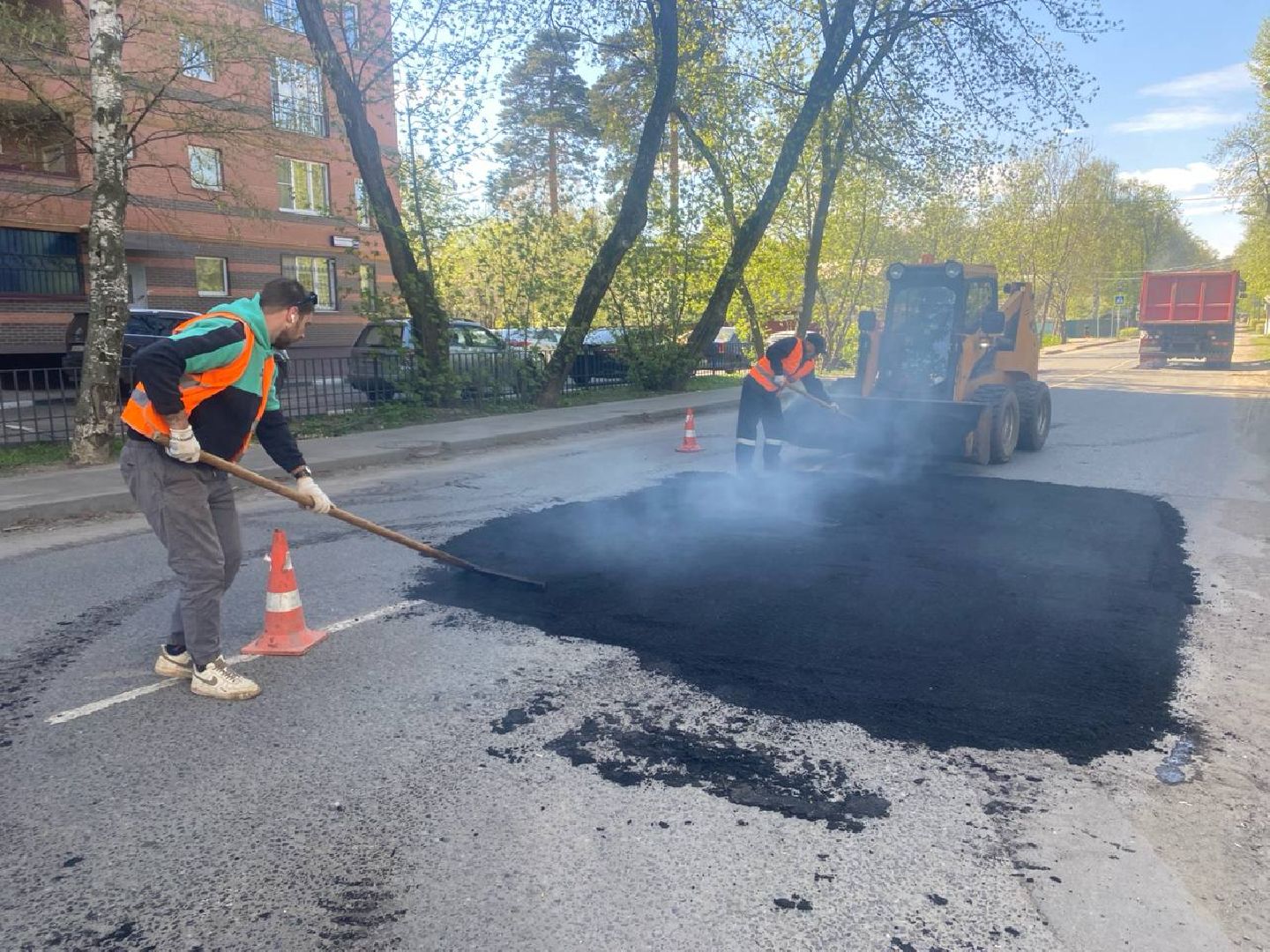 вертикалки, пушкино, западный, ямочный ремонт, восстановление, дорожное покрытие,коммунальная служба, коммунальная техника,