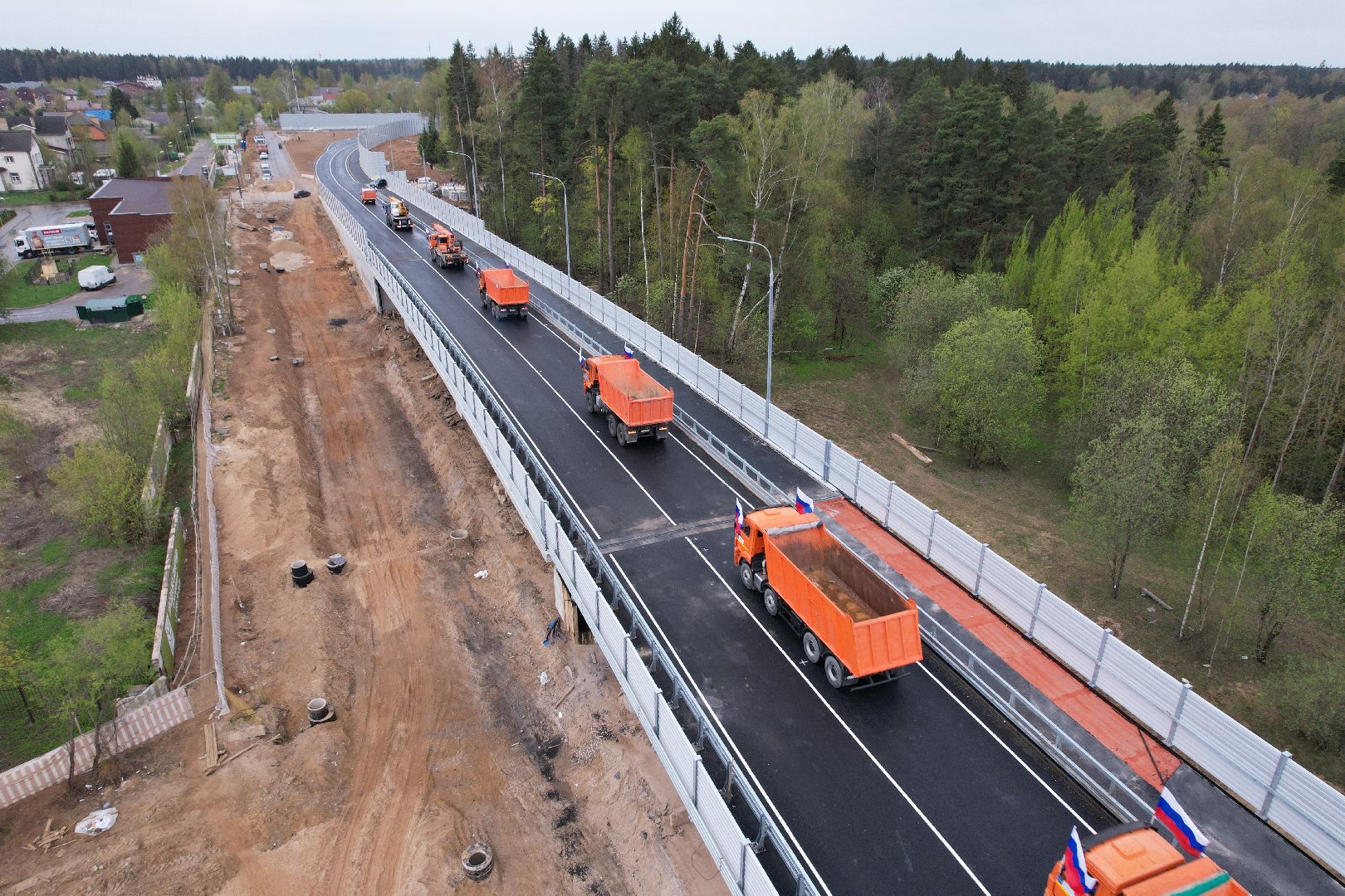 видео с коптера, путепровод в аникеевке, дороги подмосковья,