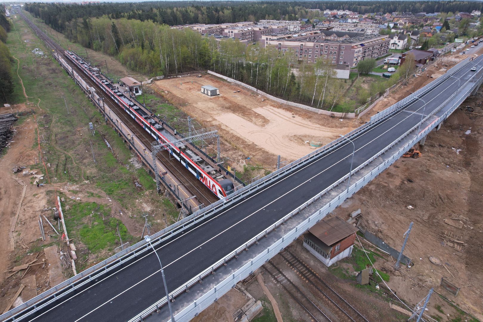 видео с коптера, путепровод в аникеевке, дороги подмосковья,