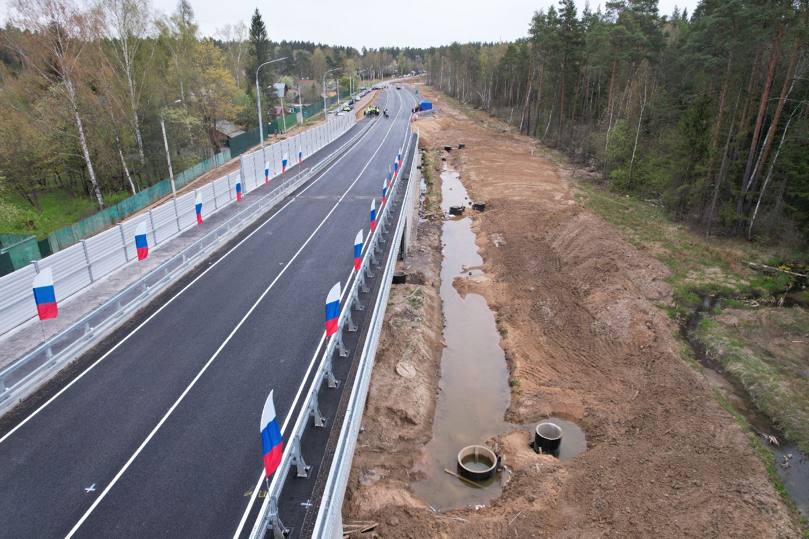 видео с коптера, путепровод в аникеевке, дороги подмосковья,