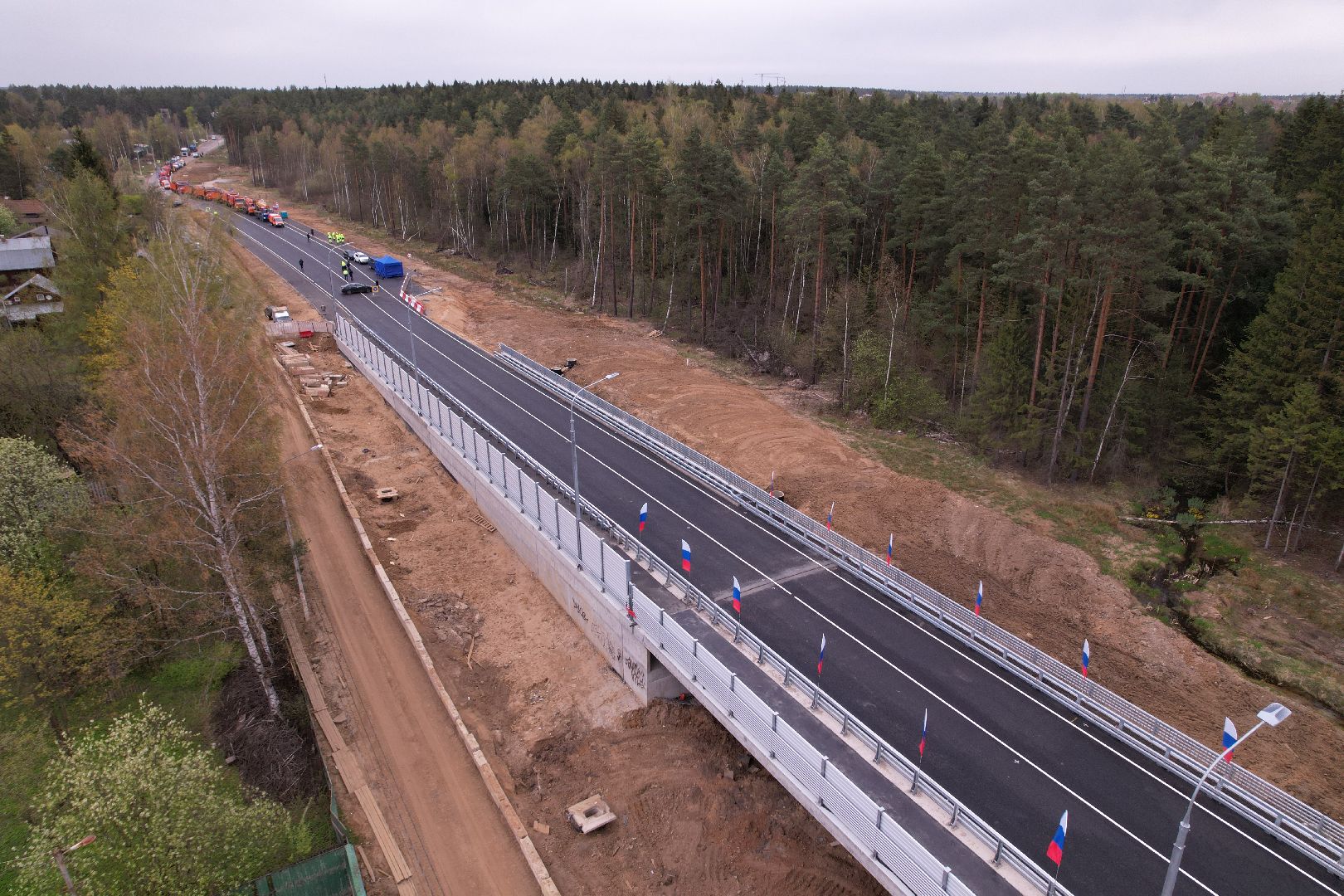 видео с коптера, путепровод в аникеевке, дороги подмосковья,