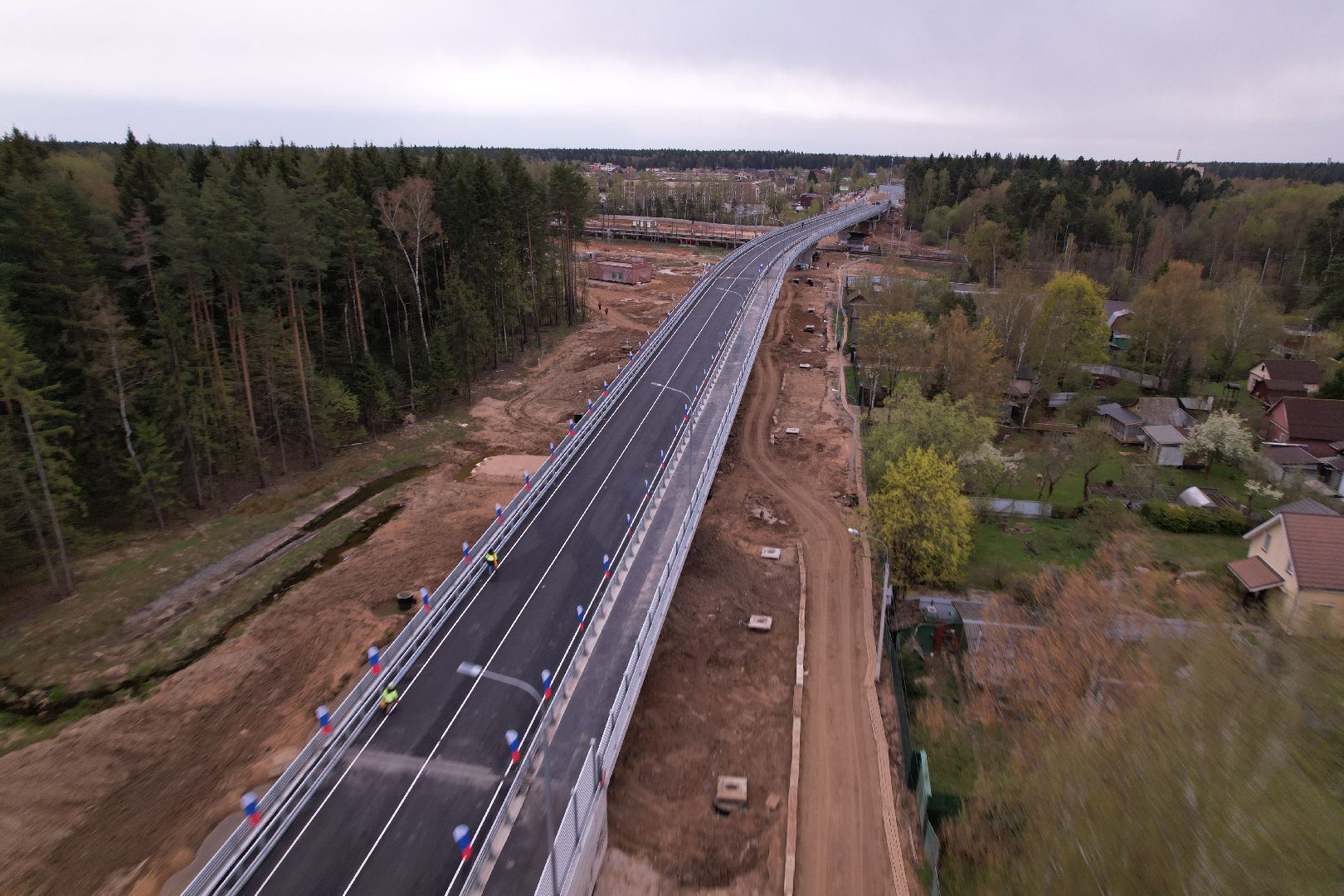 видео с коптера, путепровод в аникеевке, дороги подмосковья,