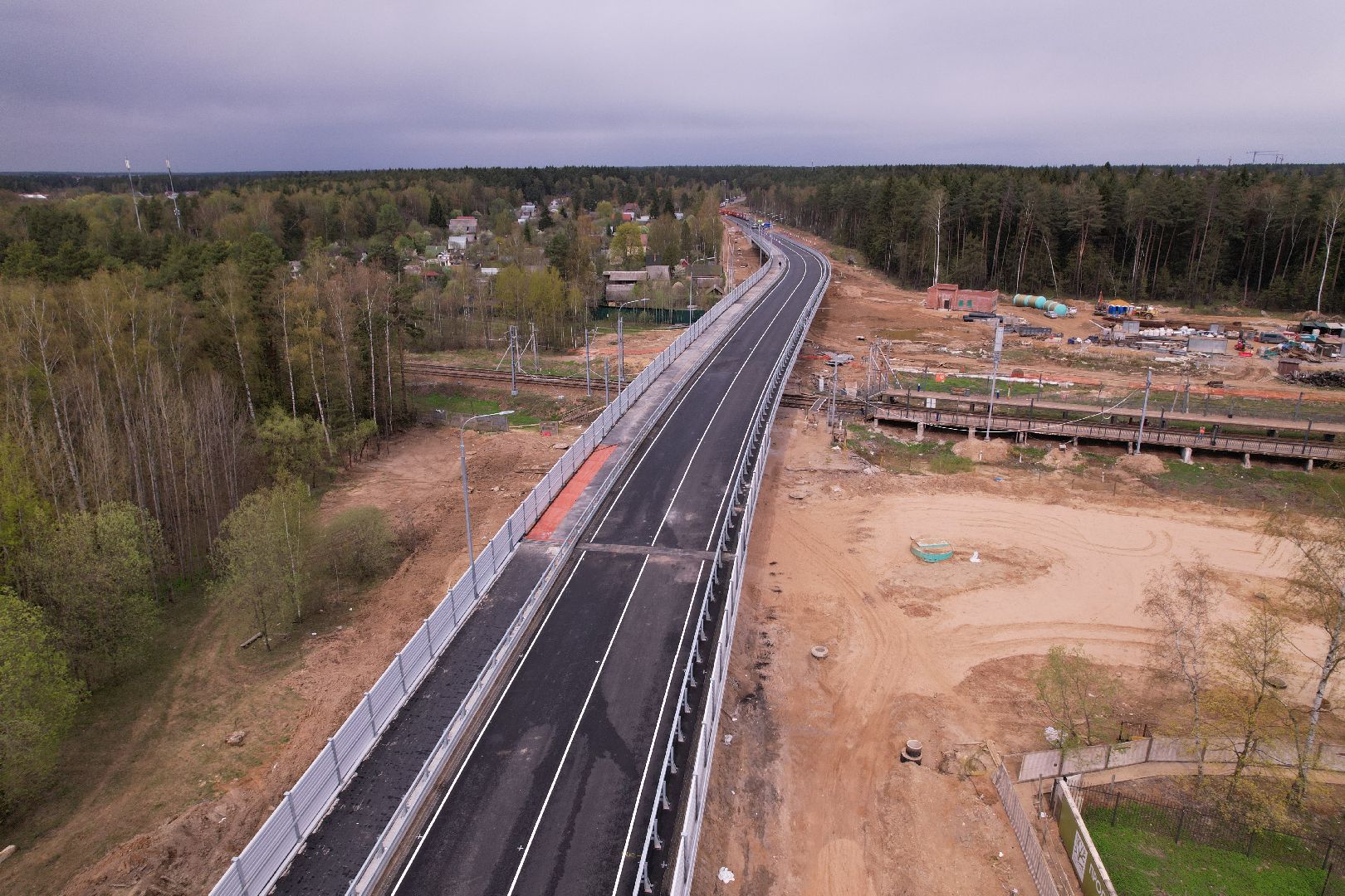 видео с коптера, путепровод в аникеевке, дороги подмосковья,