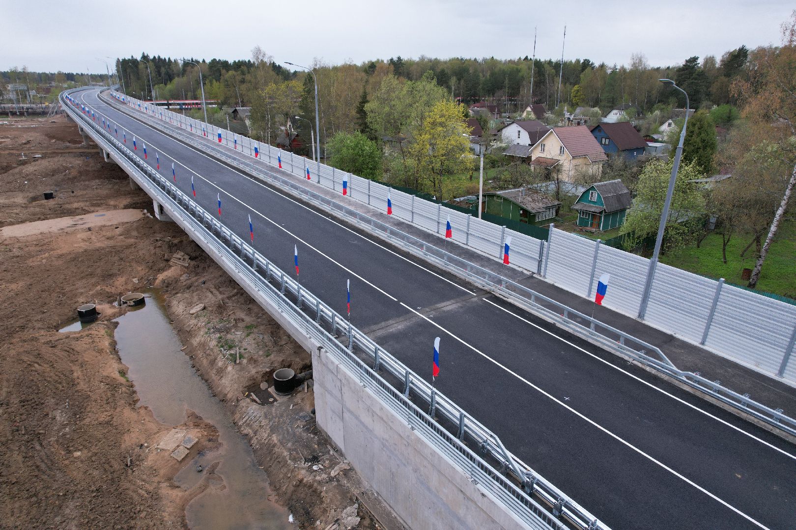 видео с коптера, путепровод в аникеевке, дороги подмосковья,
