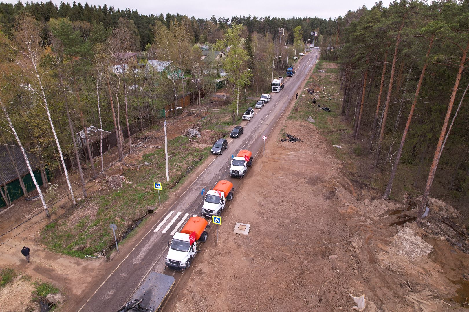 видео с коптера, путепровод в аникеевке, дороги подмосковья,