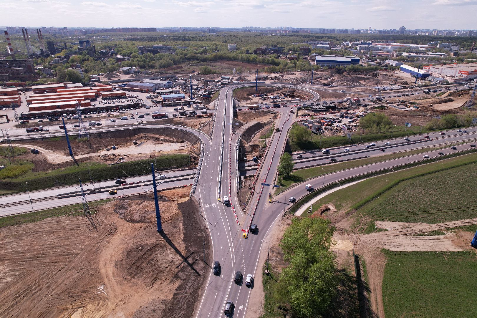 видео с коптера, дороги подмосковья, развязка каширского и володарского шоссе,