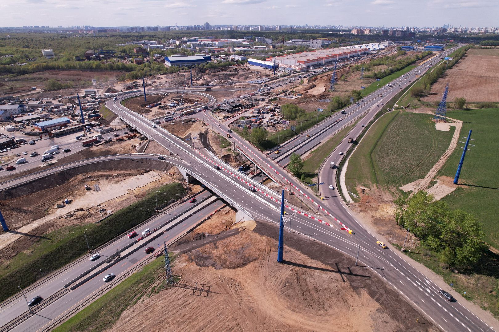 видео с коптера, дороги подмосковья, развязка каширского и володарского шоссе,