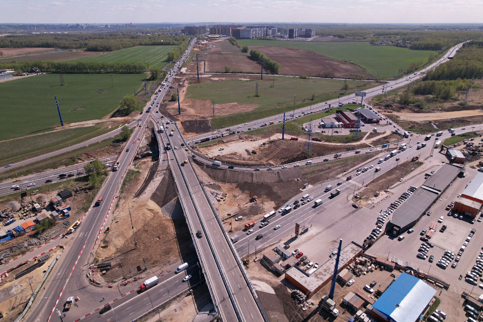 видео с коптера, дороги подмосковья, развязка каширского и володарского шоссе,