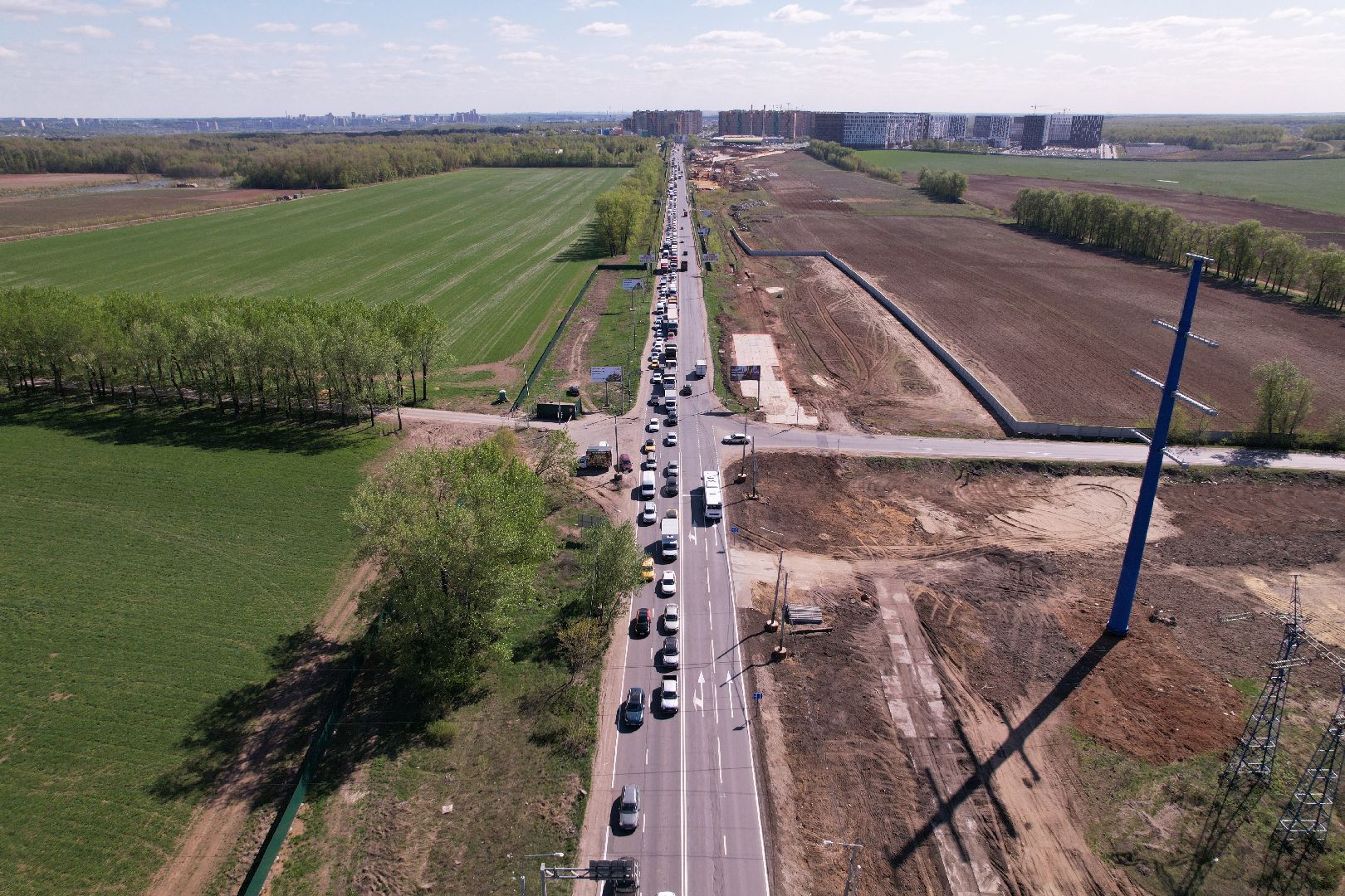 видео с коптера, дороги подмосковья, развязка каширского и володарского шоссе,