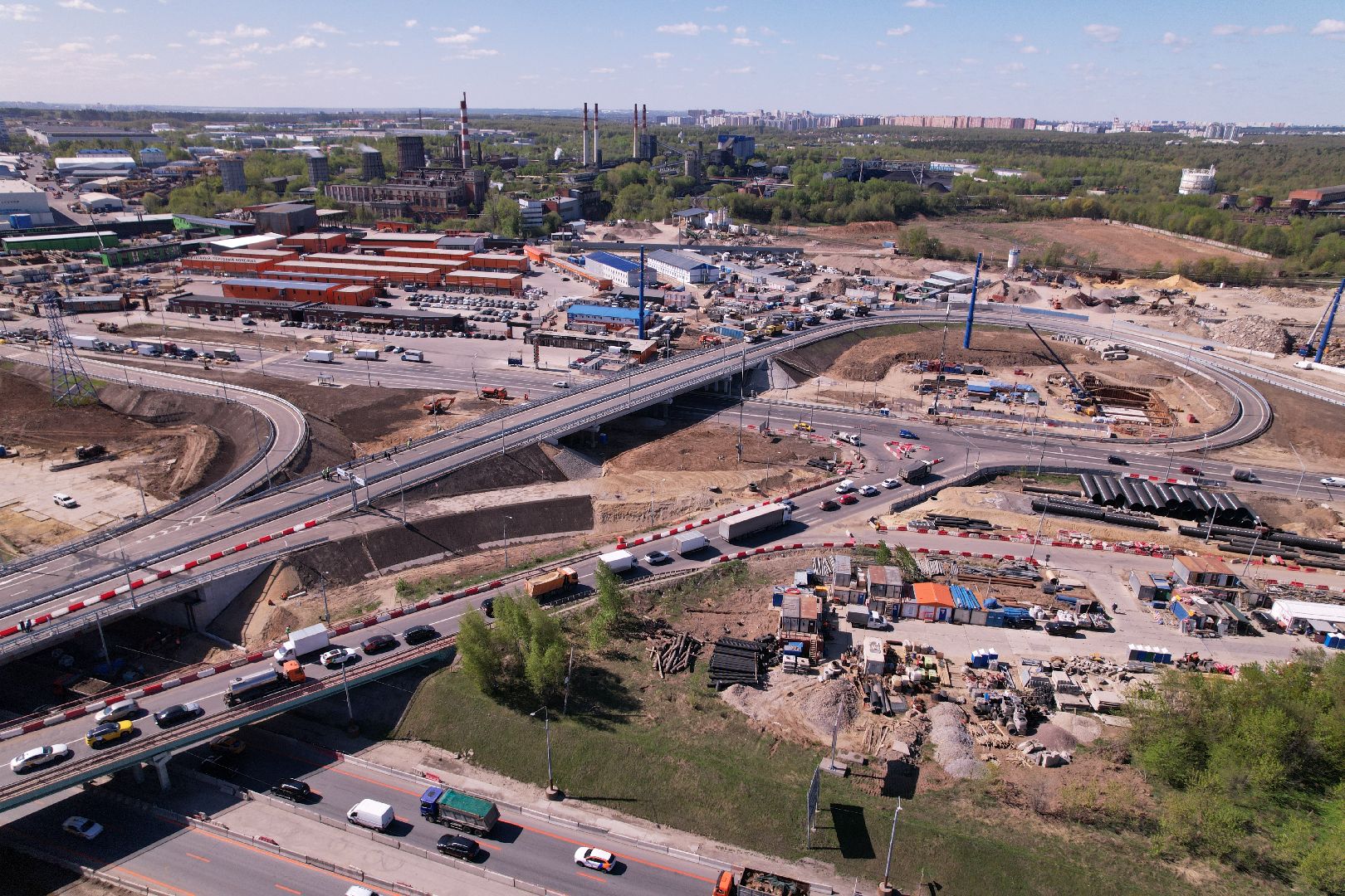 видео с коптера, дороги подмосковья, развязка каширского и володарского шоссе,