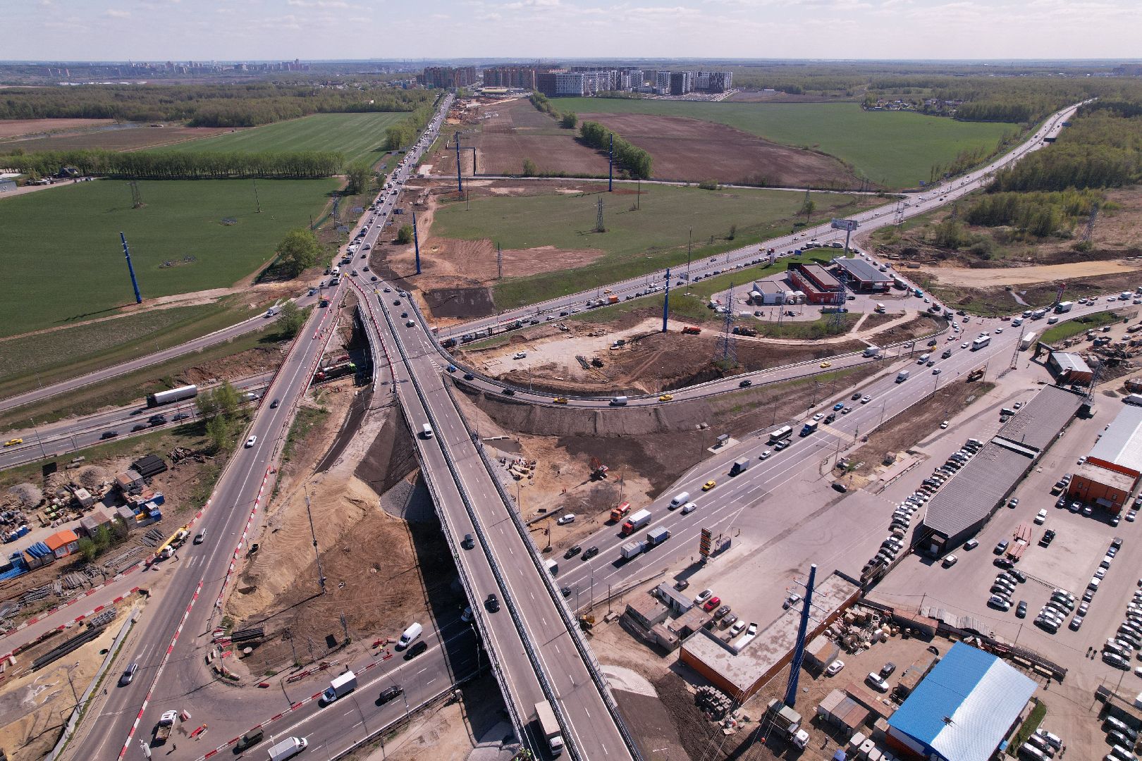 видео с коптера, дороги подмосковья, развязка каширского и володарского шоссе,