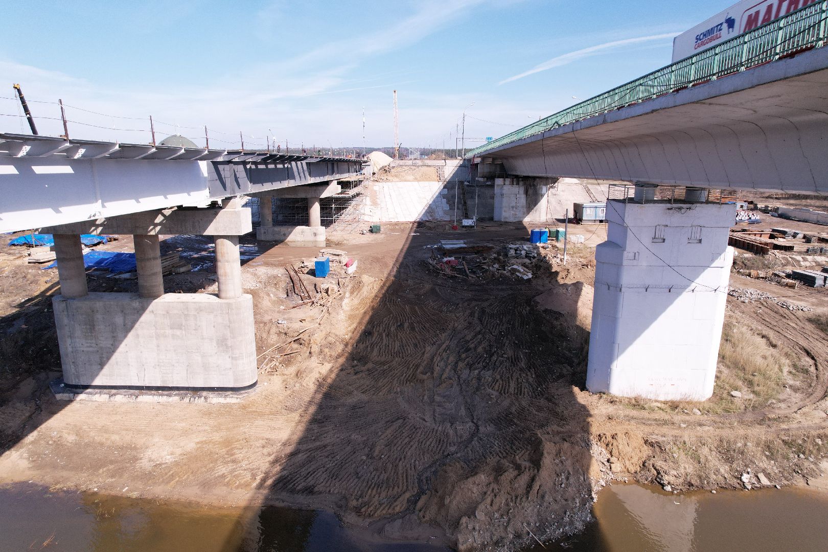 видео с коптера, мост Подольских курсантов, ремонт моста в серпухове,
