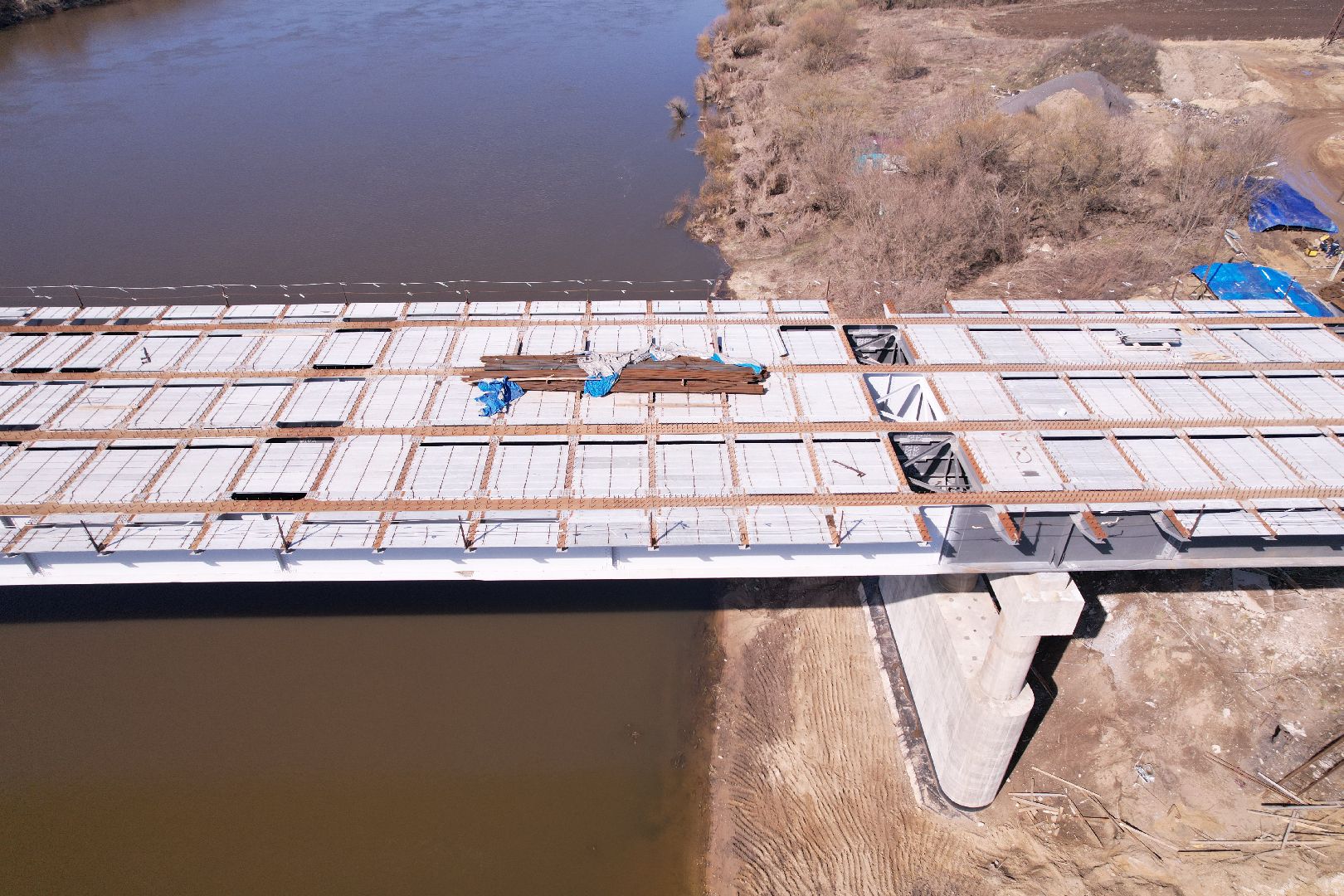 видео с коптера, мост Подольских курсантов, ремонт моста в серпухове,