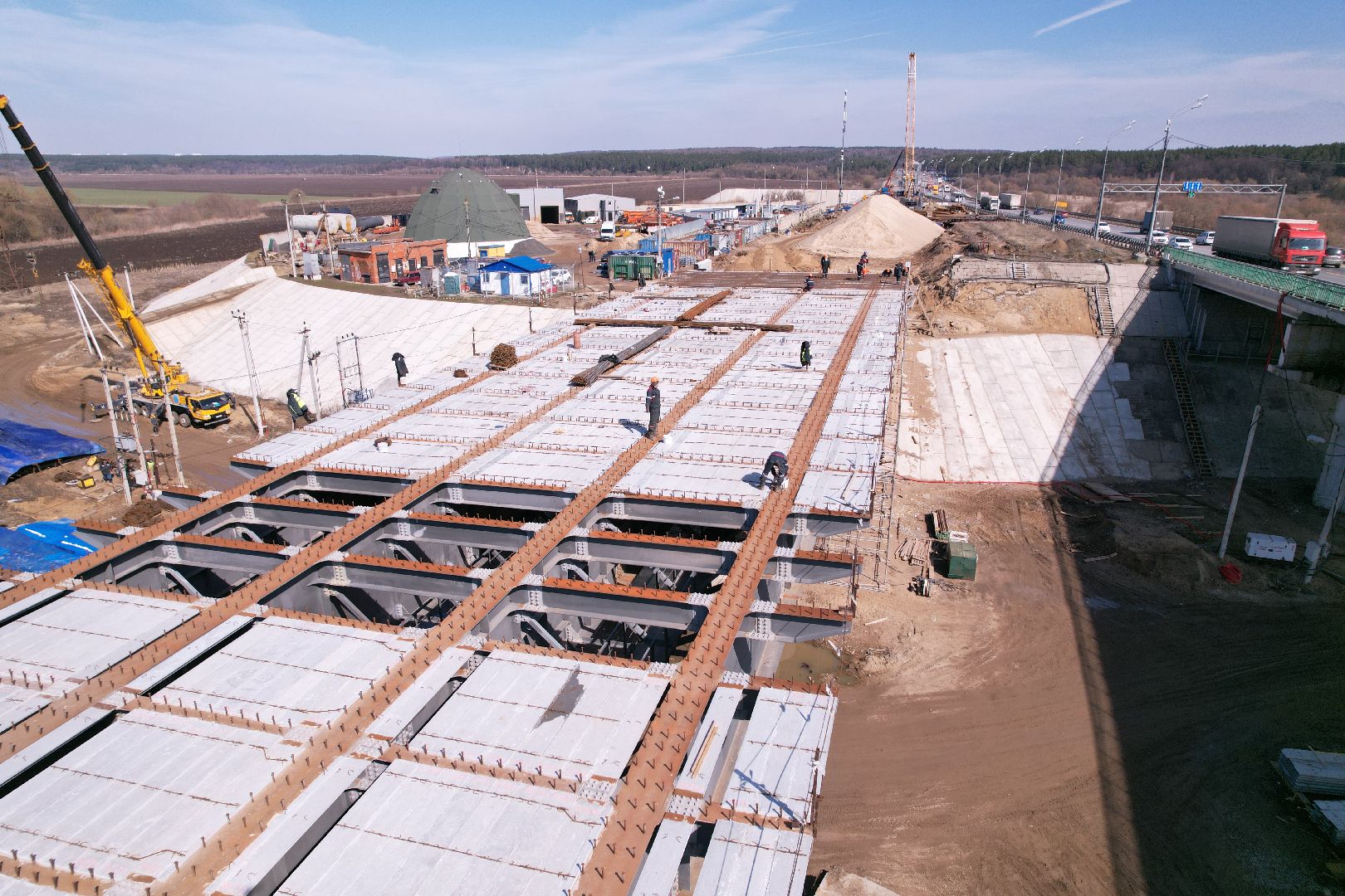 видео с коптера, мост Подольских курсантов, ремонт моста в серпухове,