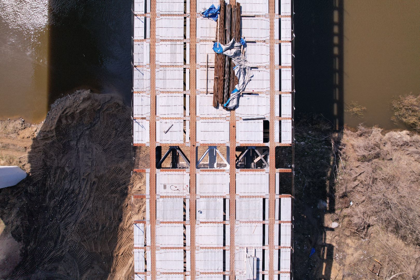 видео с коптера, мост Подольских курсантов, ремонт моста в серпухове,